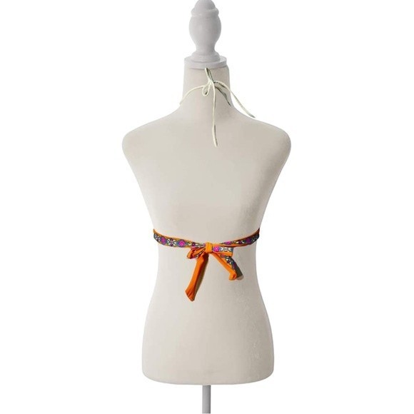 2 Bikini Tops Bundle Small Victoria’s Secret Pink Paisley Padded Halter Volcom - Picture 5 of 7